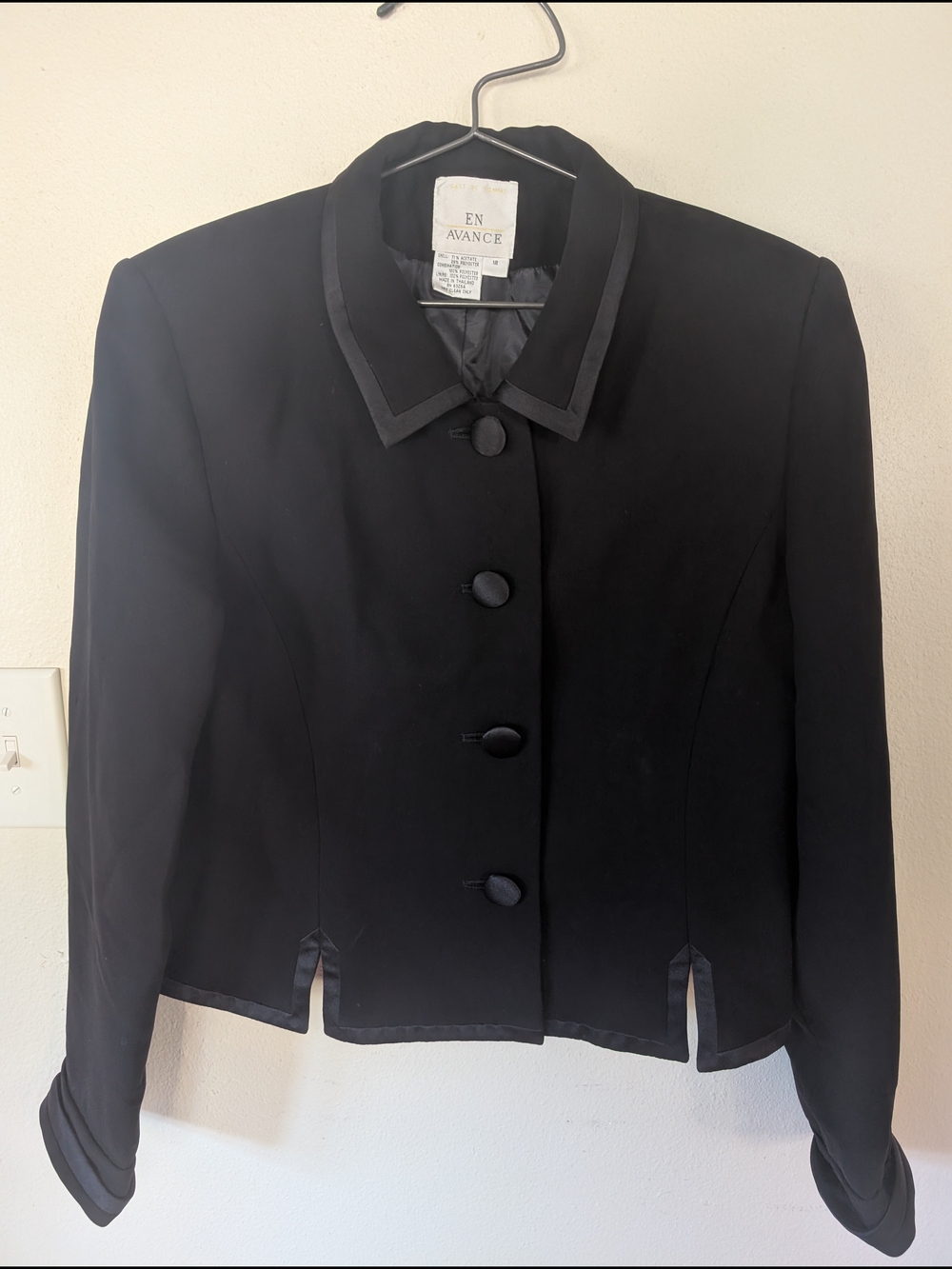 En Avance Black Women's Button-Front Dress Jacket Size 12